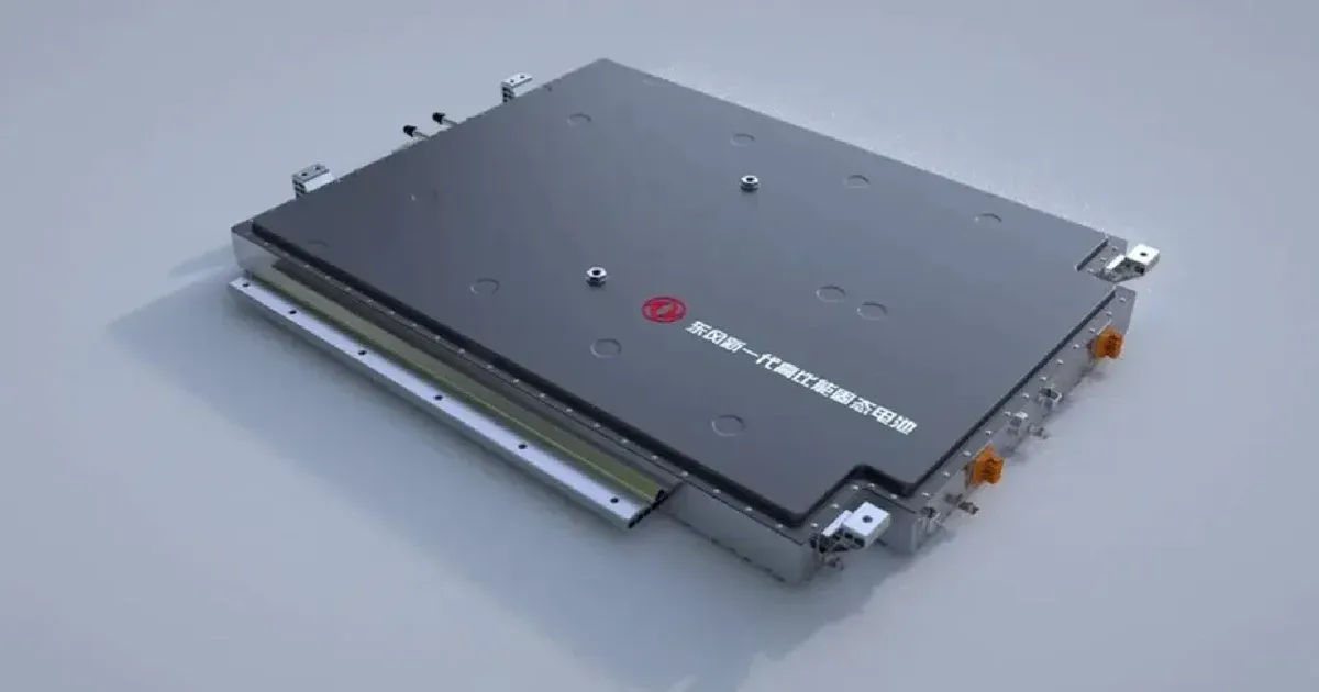 Paquete de batería de nueva generación desarrollado por Dongfeng para vehículos eléctricos.